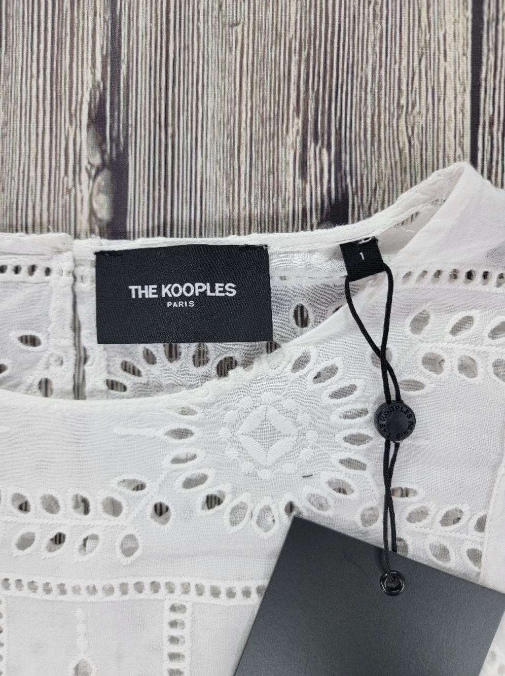 The Kooples NWT Floral White Eyelet Ruffle Shoulder Long-Sleeve Top - Picture 6 of 13